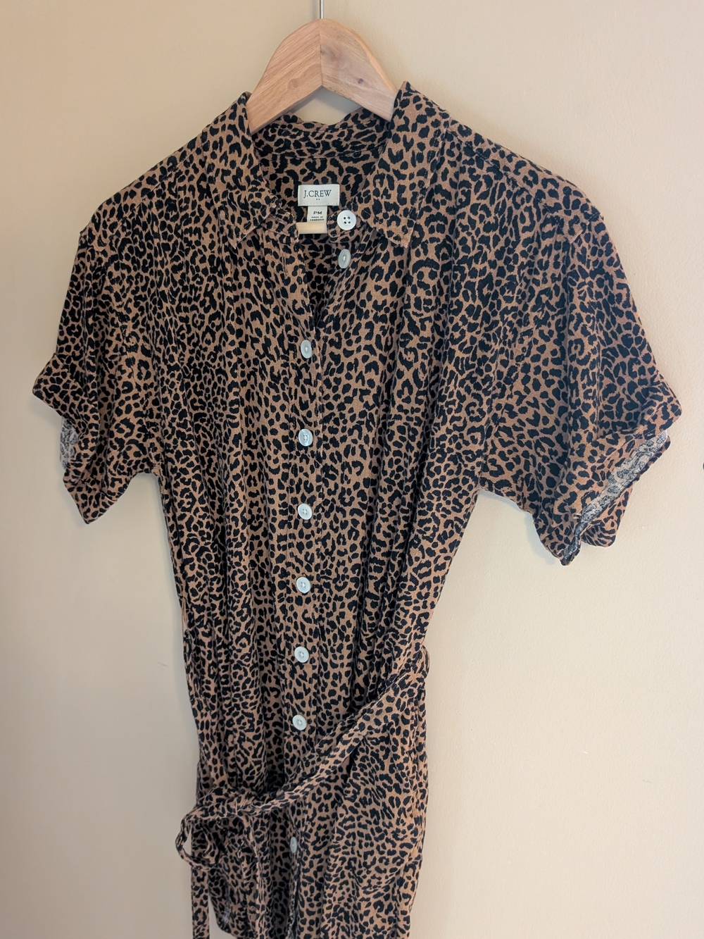 J.Crew Leopard Print Button-Front Dress in Brown & Black